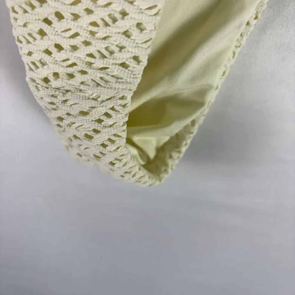 Monday Swimwear Cream Crochet High-Cut Bikini Bottom